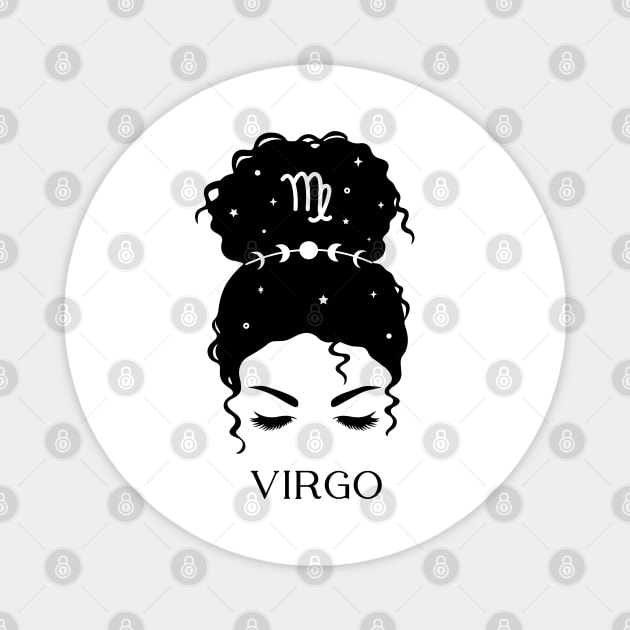 Messy Bun Celestial Queen: Virgo Zodiac Sign Magnet by The Cosmic Pharmacist